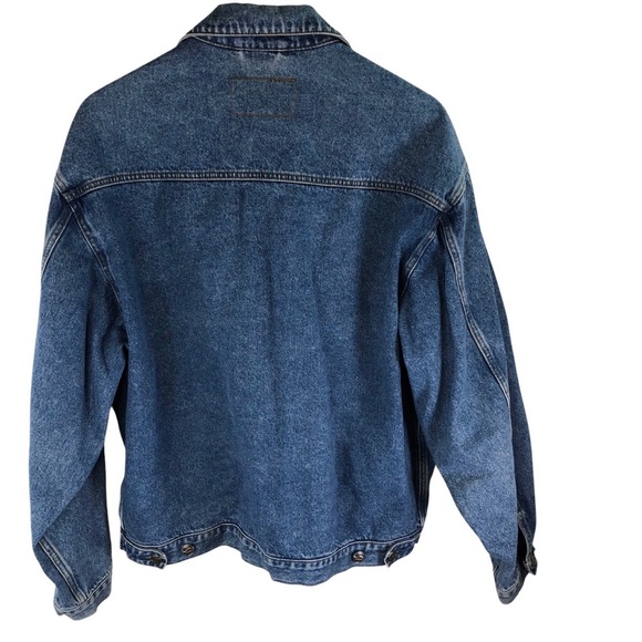90's Vtg Port Authority Mens Denim Jean Jacket Sz L Trucker Medium Wash Cotton - Picture 4 of 11